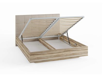 Кровать Сонум Vena Ясмунд + Экокожа Коричневая (с подъемным механизмом) 90х190