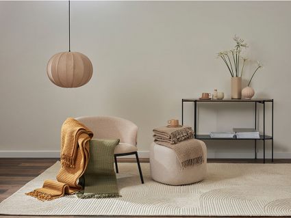 Плед Tkano Essential из шерсти цвета охры