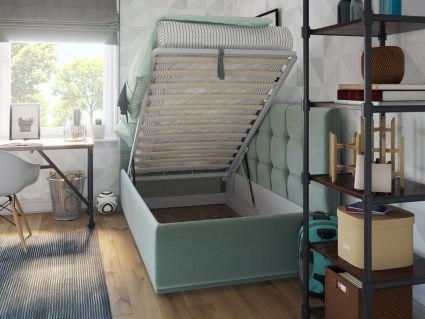 Кровать Nuvola Sabina угловая Velutto 22 (с подъемным механизмом) 90х200